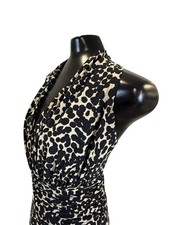 Evan Picone Sleeveless Black & White Animal Print Wrap Dress Size 10 Flattering