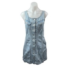Madewell Women's Blue Seamed Sleeveless Button Down Mini A-Line Denim Dress Sz 4