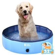 BELLOCHIDDO FOLDABLE HARD PLASTIC POOL FOR DOGS AND KIDS 32" X 8" - BLUE