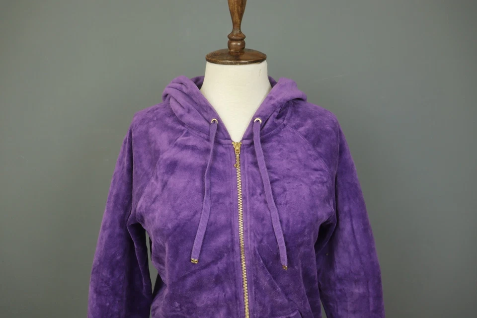 Sudadera con Capucha JUICY COUTURE Púrpura Algodón Terciopelo Elastizada Manga Larga Cremallera Completa Talla S Foto 3 de 4