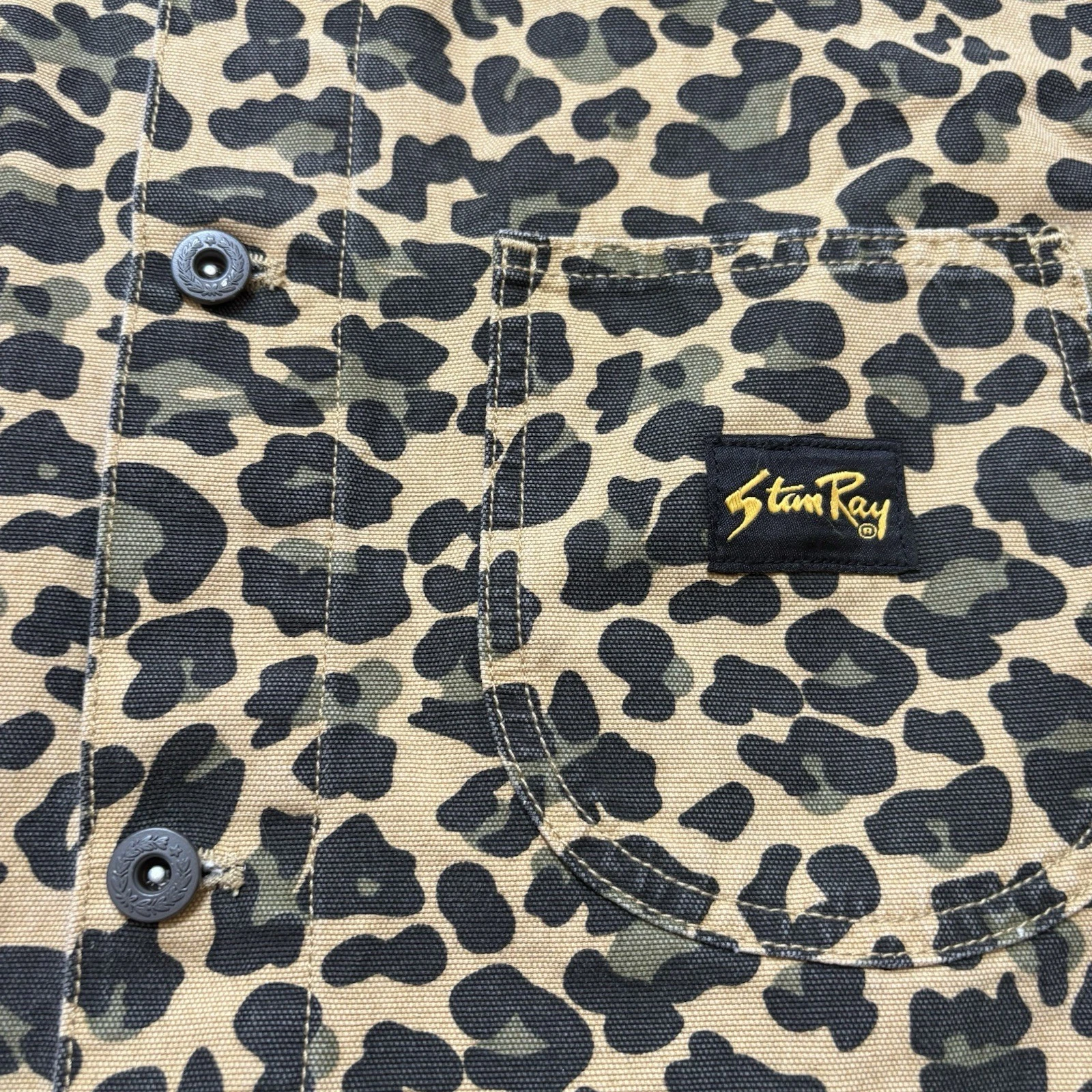 Stan Ray Leopard Print Coverall Chore Jacket Men’s M Workwear Utility image 5