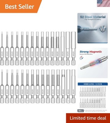 30-Piece Magnetic Hex Wrench Set - High Torque, Anti-Rust Steel Bits for Tools