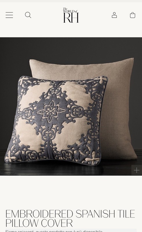 RH Embroidered Spanish Tile Pillow Cover Only  (2)