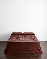 Cacao Flat Sheet 100 French Flax Linen - Bed Threads New