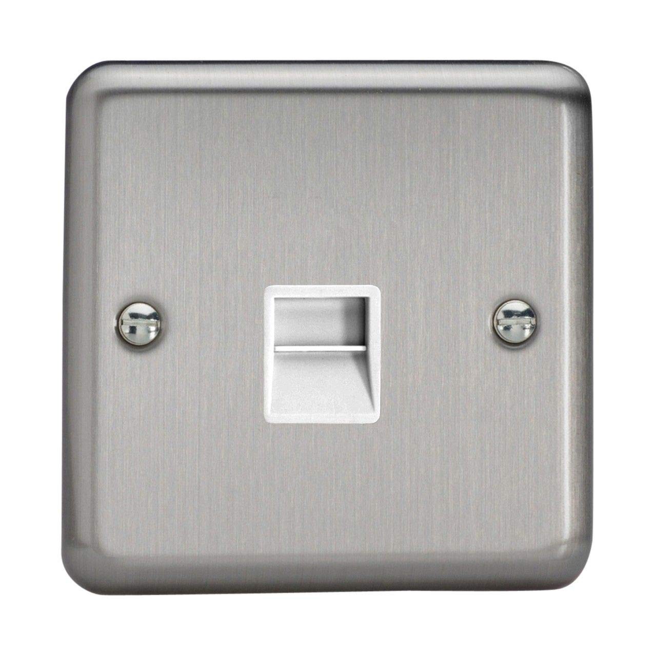 Varilight 1-Gang Telephone Slave Socket Matt Chrome XSTSW
