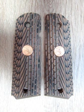 Colt 1911 Grips Altamont G10 Lines Black Coyote Gold Medallion Full Govt NOS