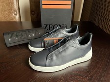 ZEGNA Triple Stitch Dark Blue Nappa Calfskin Sneakers US 6 UK 5 EU 39 Model 2026