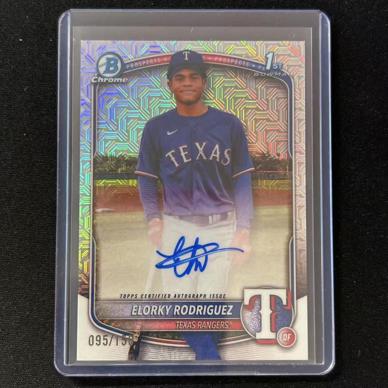 🐒2025 BOWMAN CHROME BASEBALL PROSPECT 1ST AUTO HTA CHOICE /150 ELORKY RODRIGUEZ