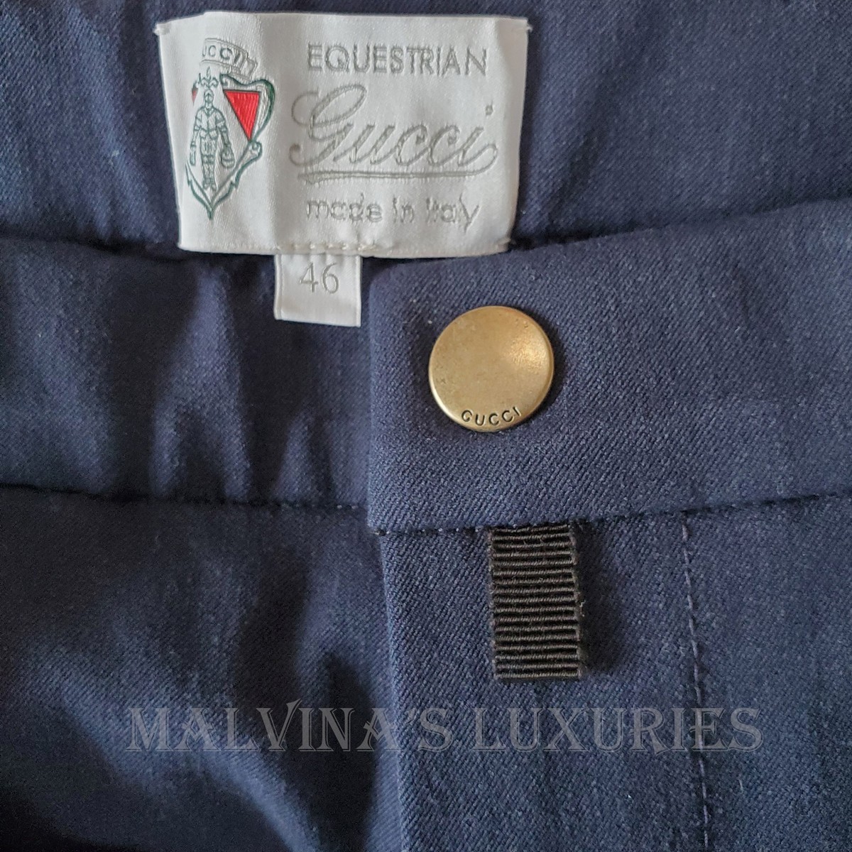 GUCCI MENS PANTS EQUESTRIAN BLUE COTTON RIDING WEB DETAIL $800 sz