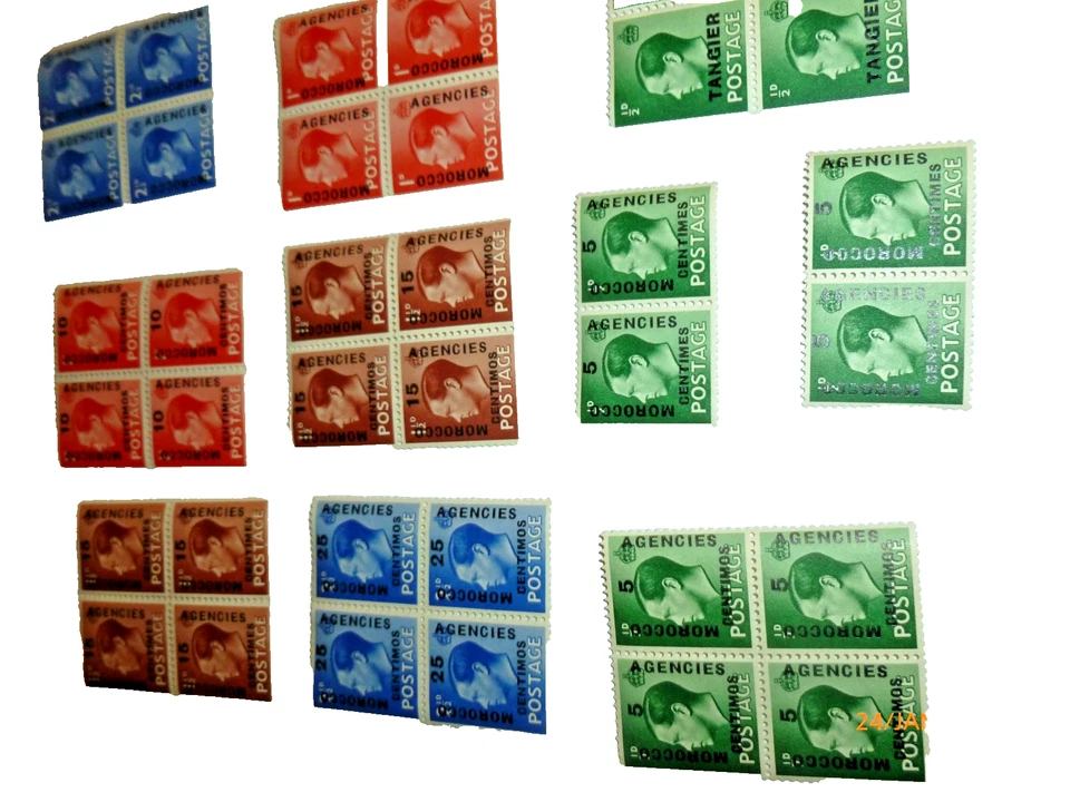 Agencias Marruecos Rey Eduardo VIII 1936 Definitivos MNH Lote Bloque Original Foto 2 de 4