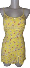 Vtg Y2k Victoria  s Secret Sz L Womens Yellow Floral Babydoll Coquette Slip Dress