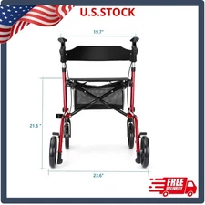 Rollator Walkers for Seniors- Rollator Walker with Seat 8" Wheels- Easy Folding