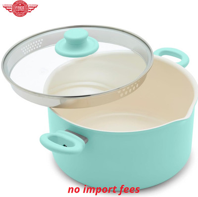 GreenLife Soft Grip 6 qt. Ceramic Nonstick Stockpot with Glass Straining Lid
