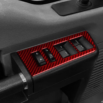 Red Carbon Fiber Front Window Lift Switch Cover For Ford F250/350/450/550/650
