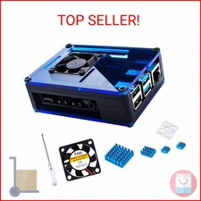Miuzei Raspberry Pi 4 Case with Fan Cooling , 4 Pcs Aluminum Heat Sinks , Case f