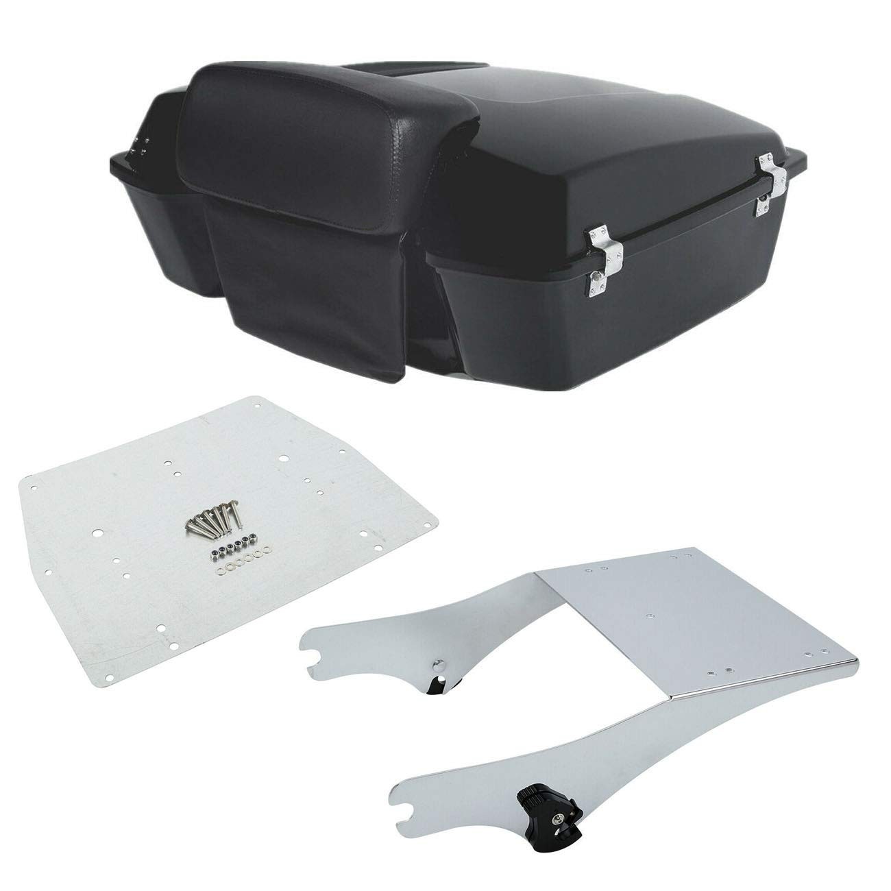 Chopped Trunk Backrest 2 Up Mount Rack Base Plate for Harley Touring 1997 2008