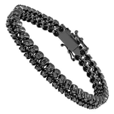 10Ct Round Lab-Created Black Diamond Men's Tennis Bracelet 14k Black Gold Plated