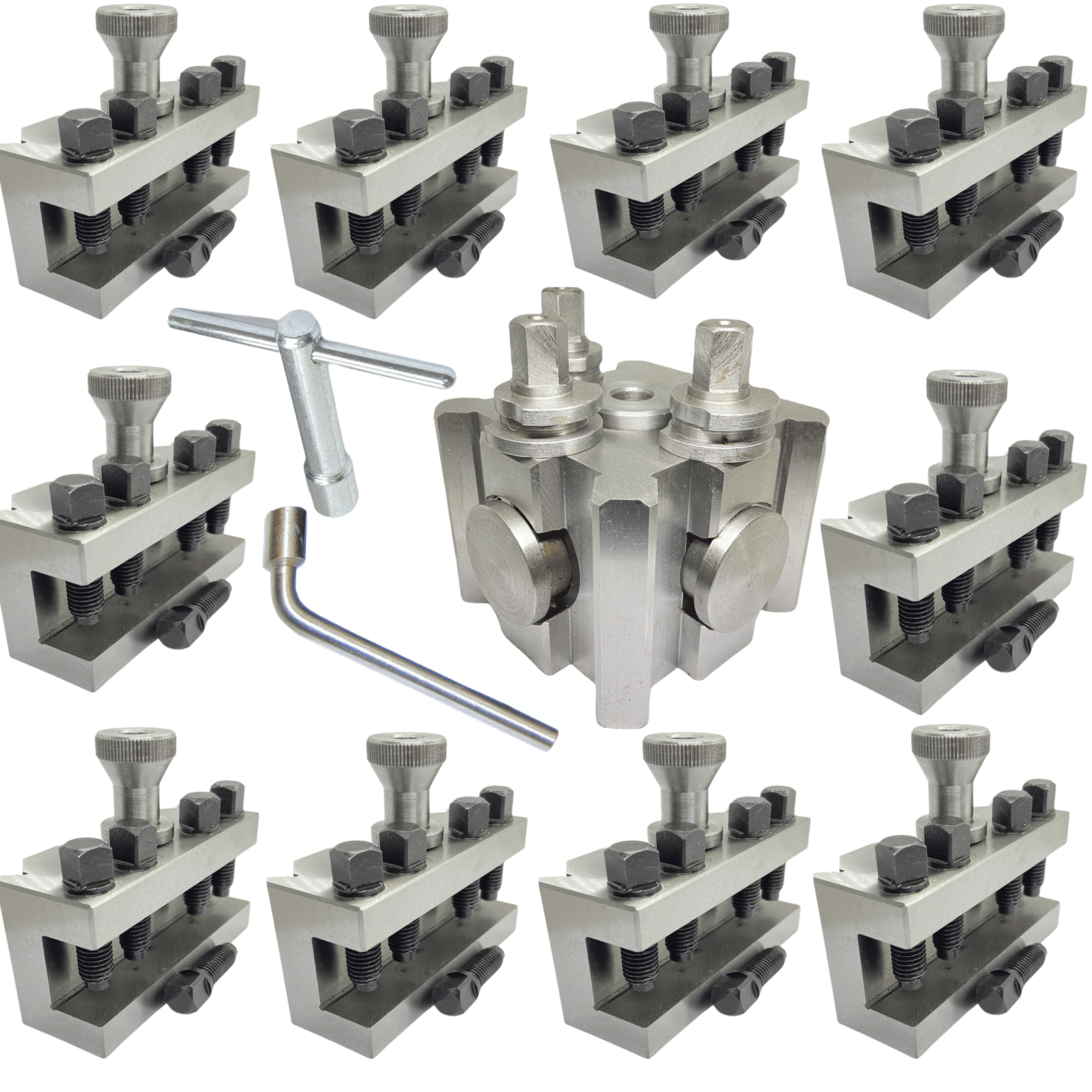 T2 Quick Change Tool Post Set with 10 Dixon-Type Holders for 26mm Lathe-image
