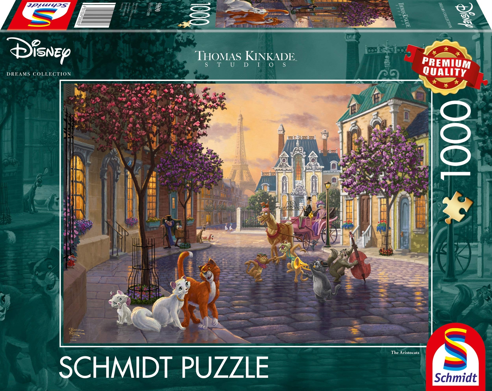 Schmidt Spiele 59690 Thomas Kinkade: Disney Aristocats (1000pc) Jigsaw Puzzle, C