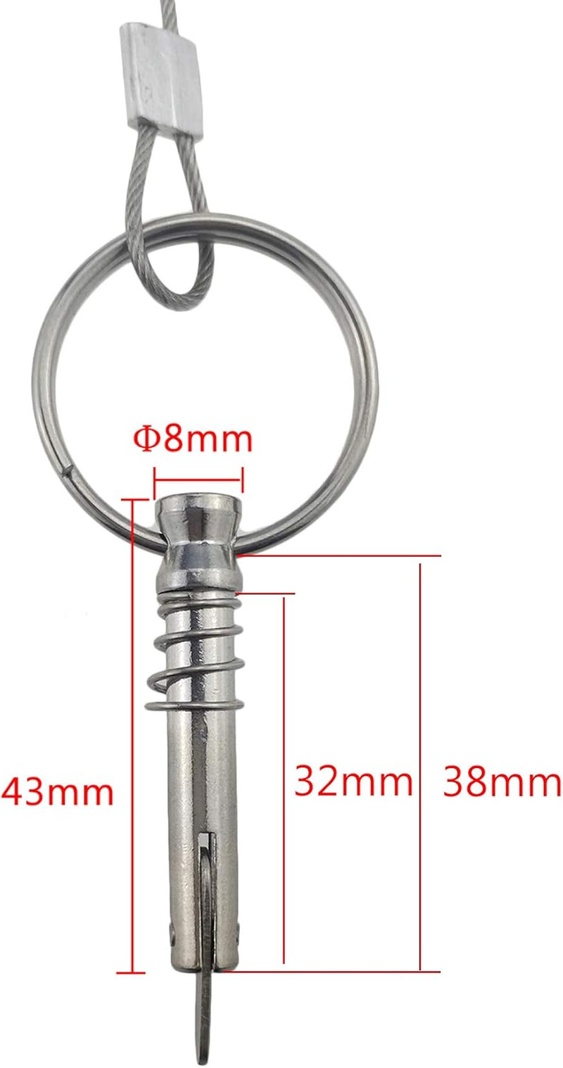 NRC&XRC 4PCS Quick Release Pin Bimini Top Pins 1/4" with Lanyard for Boat Bimini