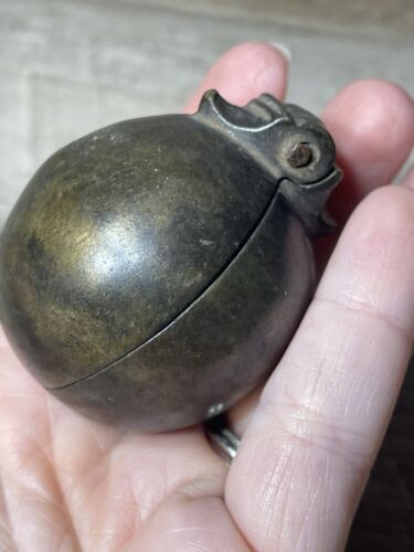 Antique Bronze Metal Betel Nut Lime Containers Set Of 2 - Picture 2 of 16