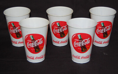 5 ältere Coca Cola Plastebecher 0,2l Becher Kunststoff 1990er Jahre Trinkbecher