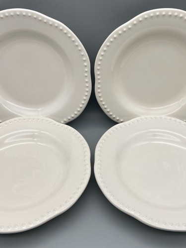 Juego de 4 platos de ensalada de gres con cuentas Pottery Barn Emma borde festoneado sin daños - Imagen 3 de 7