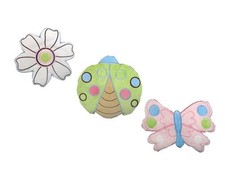 Nursery Decor NoJo Ladybug Lullaby 3 Pc Soft Wall Hanging Set Flower Butterfly