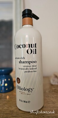 OLIOLOGY Coconut Oil Nutrient-Rich Shampoo 946 ml Botanical Extracts Made in USA