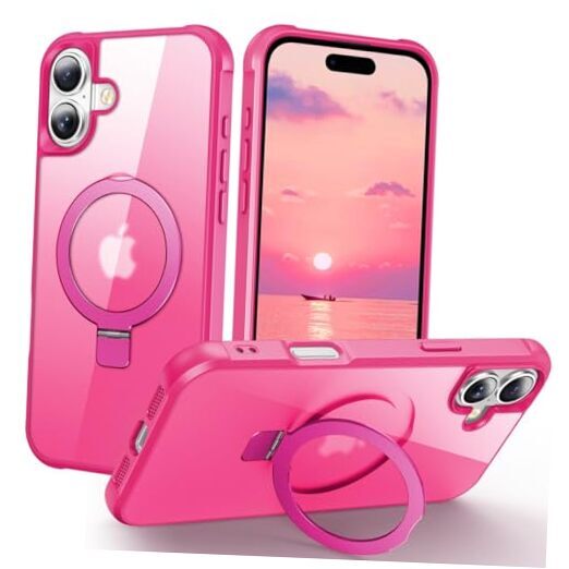 Magnetic Invisible Ring for Case, [Compatible with MagSafe], iPhone 16 Hot Pink