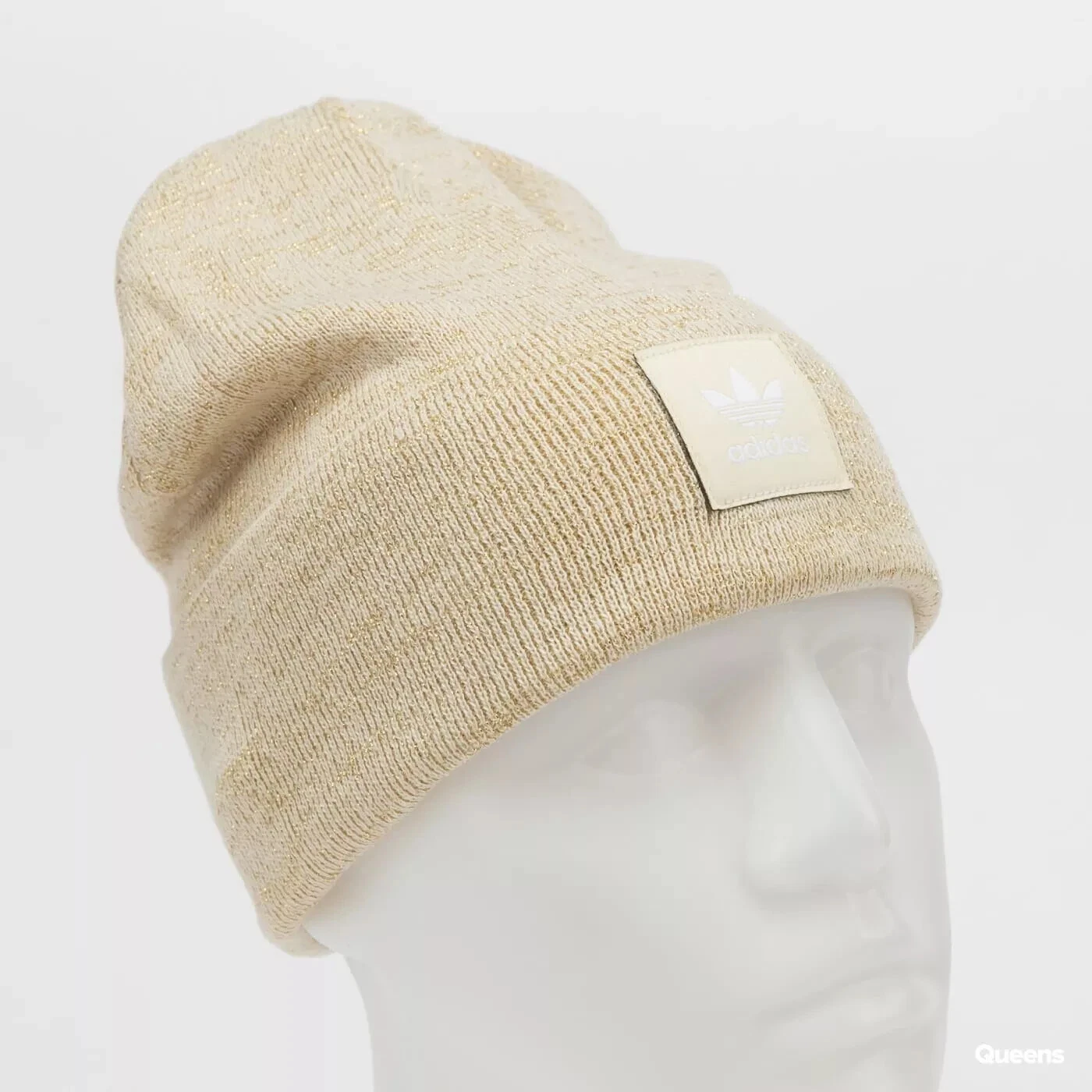 adidas Originals trefoil logo beanie in cream with metallic thread RRP £20