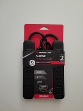 MONSTER SURGE PROTECTOR 6 GROUNDED OUTLET 2 PACK 620J 2 FT EXTENSION NEW