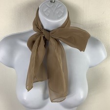 Taupe Sheer Chiffon Scarf Oblong Neutral Minimalist Classic VINTAGE CT26