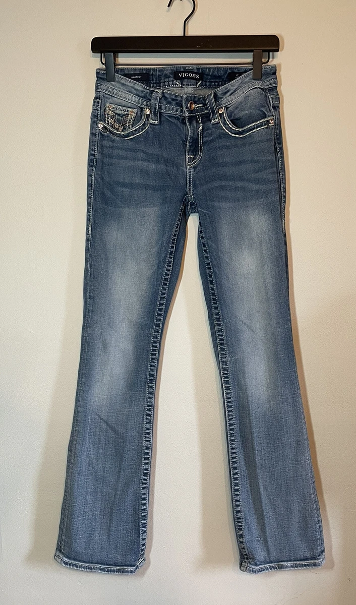 Vigoss Heritage Fit Bootcut Jeans Womens Size S2 L32 Inseam 31.5 In Dark Wash