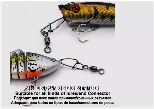 50~100Pcs Fishing Swivels with Snaps Interlock Snap Swivel Stainless Steel Snaps - Picture 5 of 33