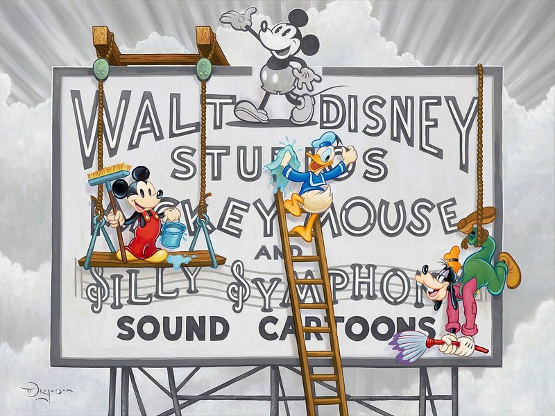 Mickey Mouse Disney Fine Art Tim Rogerson Signed Lt Ed 195 Studio Sign Cleaners