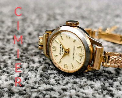 Vintage CIMIER Swiss Made Uhr, 15 Jewels, graviertes vergoldetes Armband