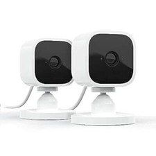 Compact indoor plug-in smart security camera, 1080p HD night vision,2 White cams