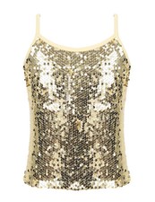 Girls Sequin Cami Shirts Sleeveless Tank TopS Dancewear for HipHop Jazz Dance