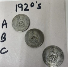 1920's Shillings GB coin from George V actual coin 5 listed unreadable year