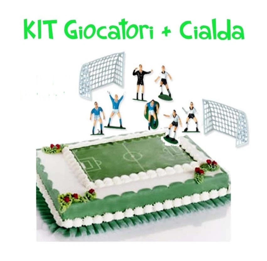 MODECOR Kit TORTA CALCIO Giocatori + Cialda per Torta Decorazione OSTIA