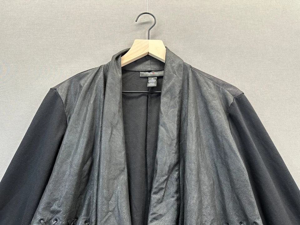 Style&Co Womens Black Open Jacket Blazer Long Sleeve Size M - Image 3 of 4