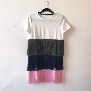 zara pink fringe dress
