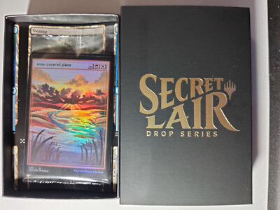 MTG Secret Lair PixelSnowLands.jpg FOIL Open Box w/ Recycled Test 