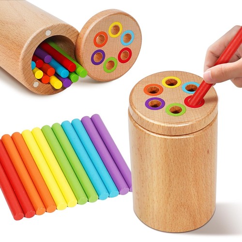 Montessori Toys for 1-3 Year Old Travel Toys for Toddlers Wooden Color Sortin...