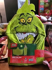 Dr Seuss THE GRINCH Hooded Towel Wrap 100% Cotton 24" x 50" ***Brand New*** G9