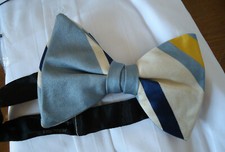 NOS vintage mens 70s BUTTERFLY BOW TIE cotton stripe deadstock