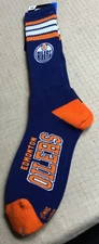 Edmonton Oilers NHL For Bare Feet Dual Logo Oilers Size Large Socks