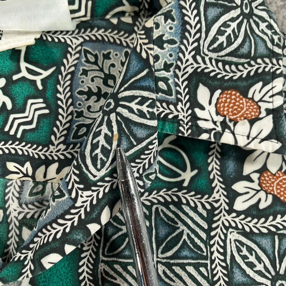 Vintage Malihini Hawaiian Shirt Mens XL Green Tiki Sea Turtle Print 70s 80s USA Foto 4 de 4
