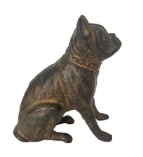 ANTIQUE CAST IRON BOXER BULLDOG AC WILLIAMS? PENNY COIN Seated BANK 4.5"T
